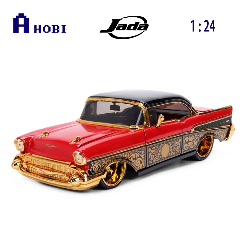 Jada 1:24 Pink Slips 1957 Chevrolet Bel Air Red Gold Diecast Vehicle Model - Image 7