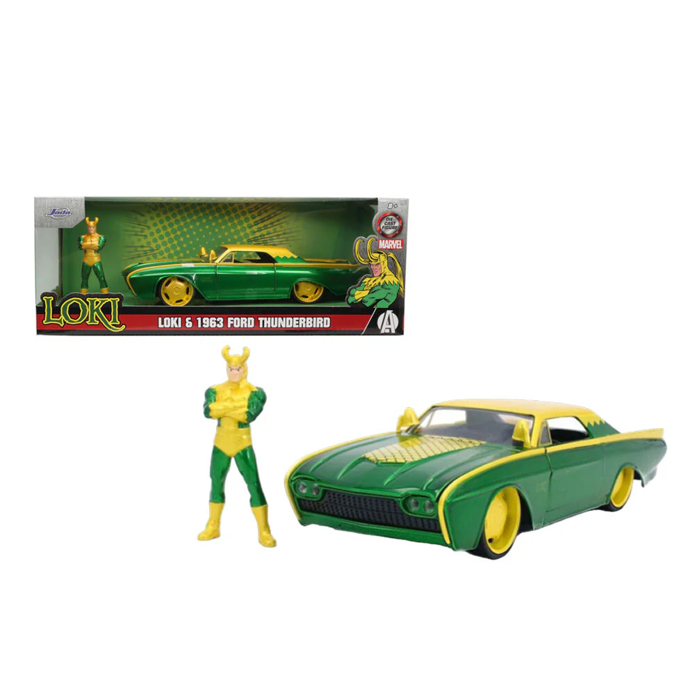 Jada 1:24 Scale Marvel Loki And 1963 Ford Thunderbird Diecast Vehicle Model - Image 2
