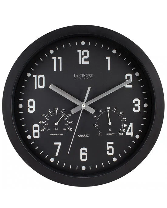 La Crosse 404-2631 30cm Inkwell Wall Clock with Temp and Humidity