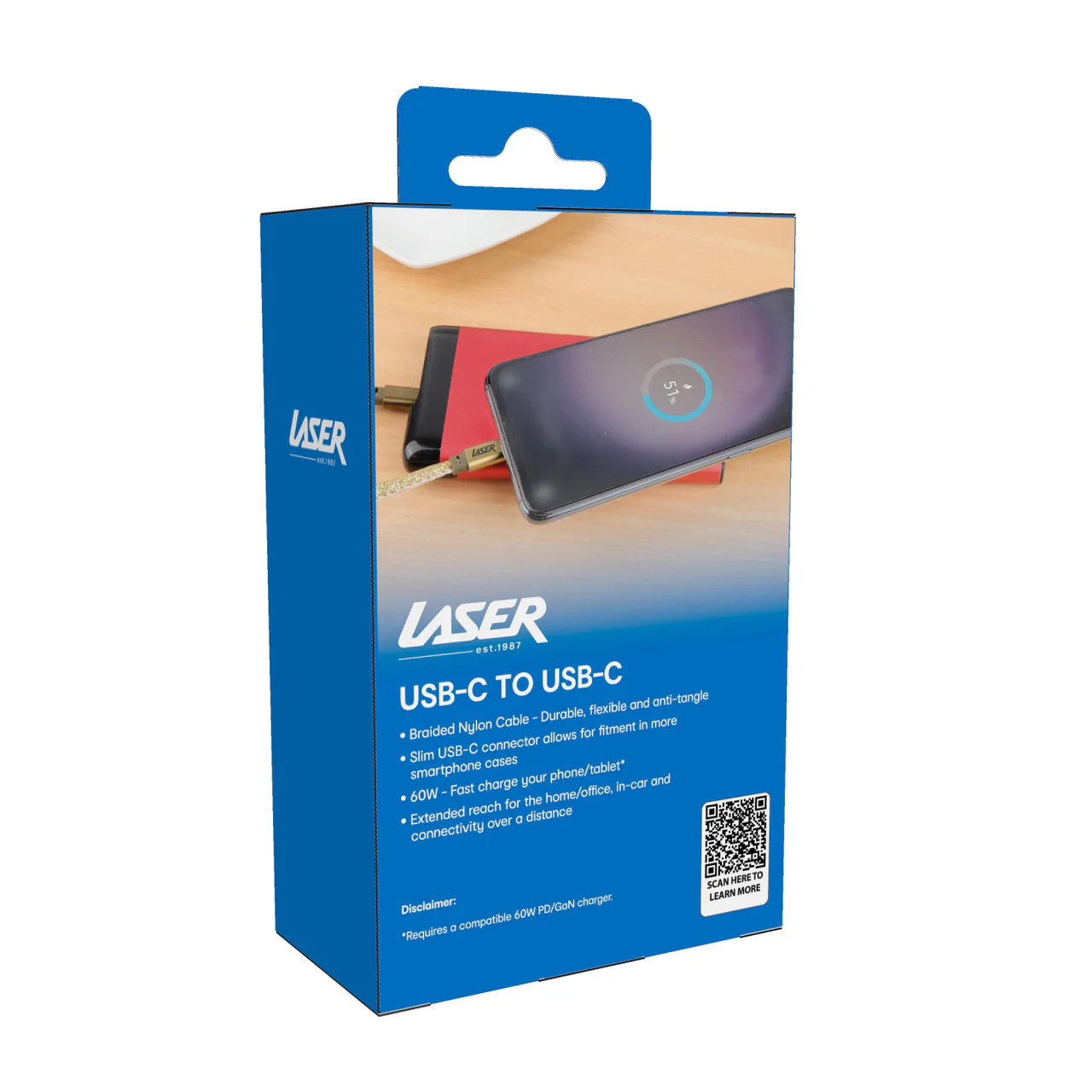 Laser 2M (2-pack) USB-C to USB-C Cable 60W (Gold/Pink) - Image 5