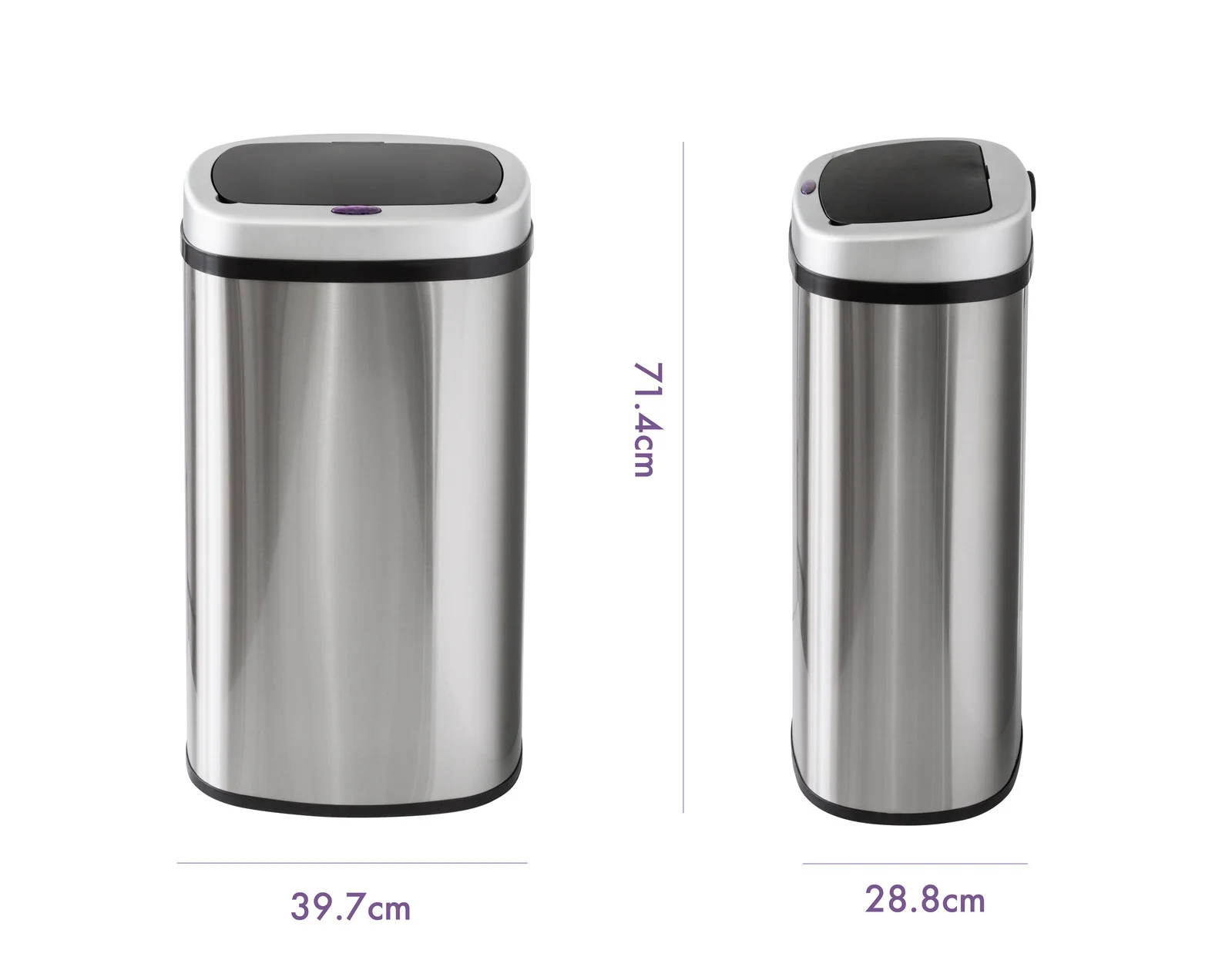 Lenoxx 60L Stainless Steel Motion Sensor Rubbish Bin - Image 2