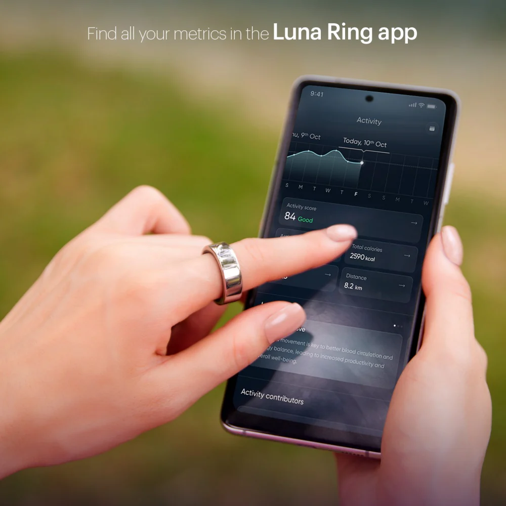 Luna Smart Ring Gen 2 Health Sleep Tracker Titanium Size 07 Midnight Black - Image 6