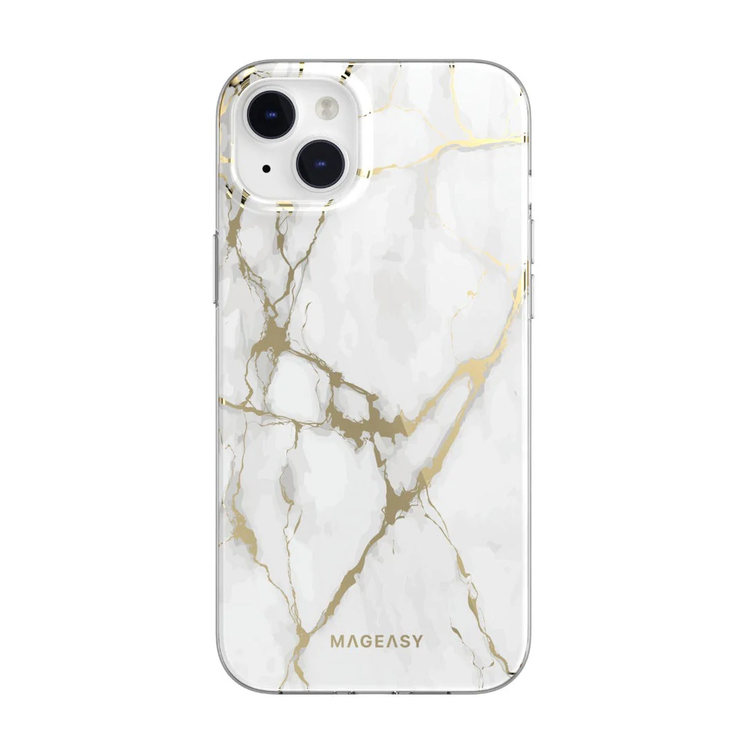 Mageasy Marble Case iPhone 14 Plus - Champagne White Magsafe