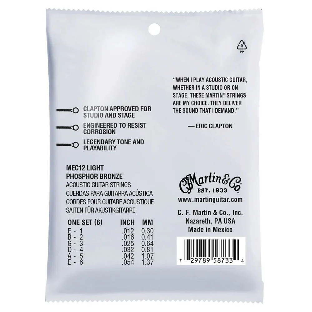 Martin Guitar MEC12 Clapton's Choice Strings 92/8 (Phosphor Bronze Light) - Image 2