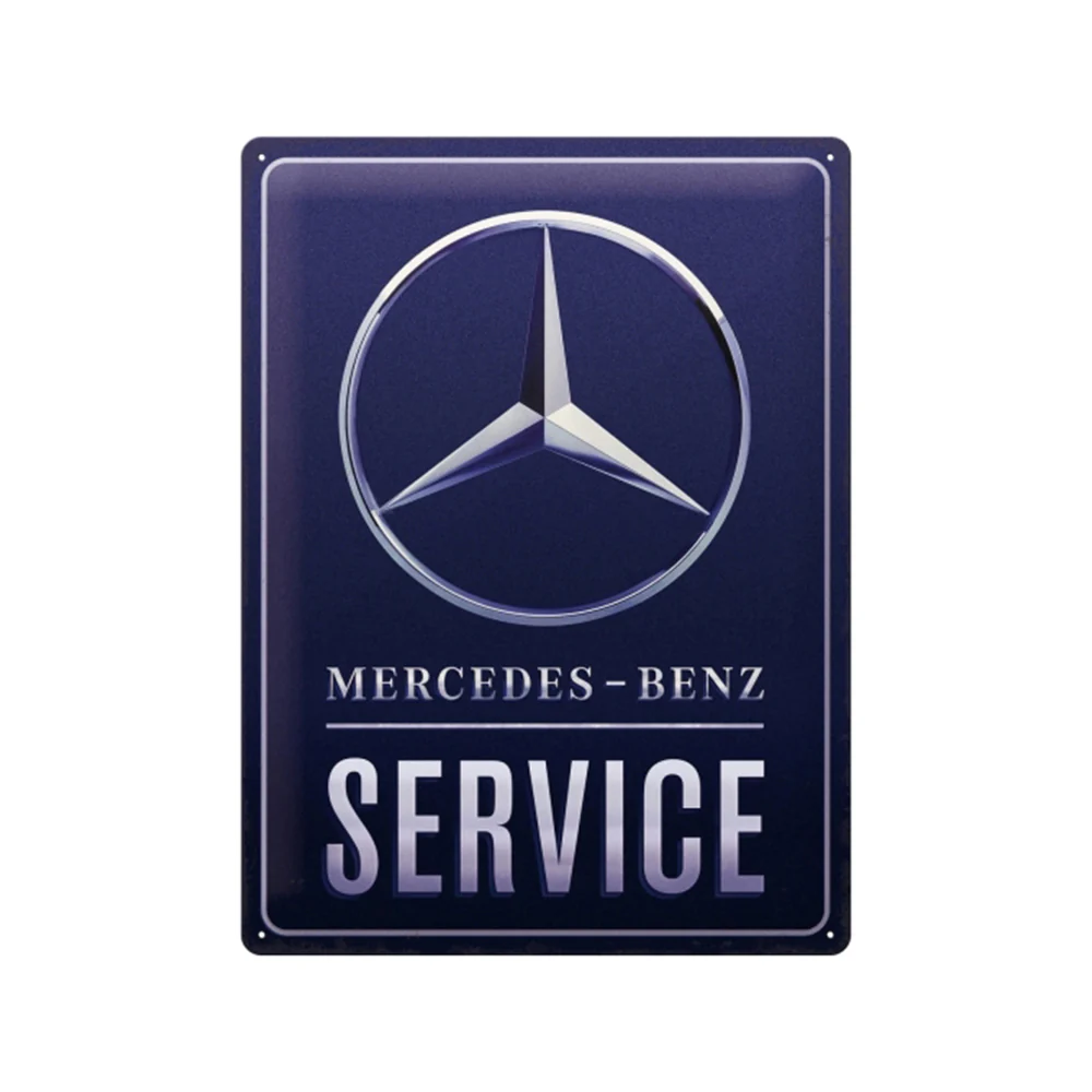 Nostalgic-Art Mercedes Service 30x40cm Large Metal Tin Sign Plaque - Blue
