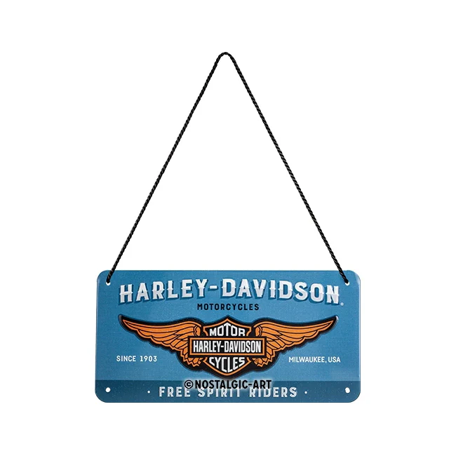Nostalgic-Art Metal 10x20cm Hanging Sign Plaque Harley-Davidson Logo Blue - Image 3