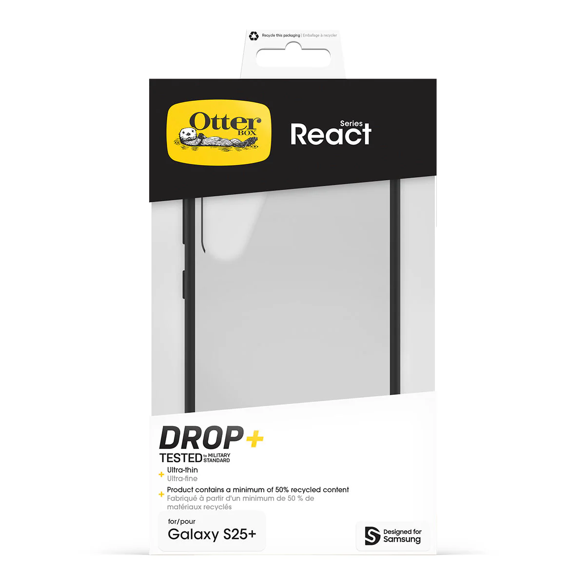 OtterBox React for Samsung Galaxy S25 Plus (Black Crystal) - Image 5