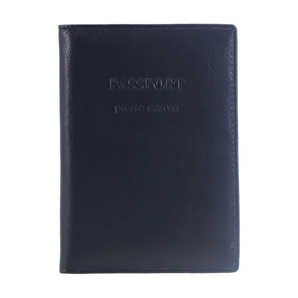 Pierre Cardin Leather Passport Holder/Cover Protected RFID Wallet Navy