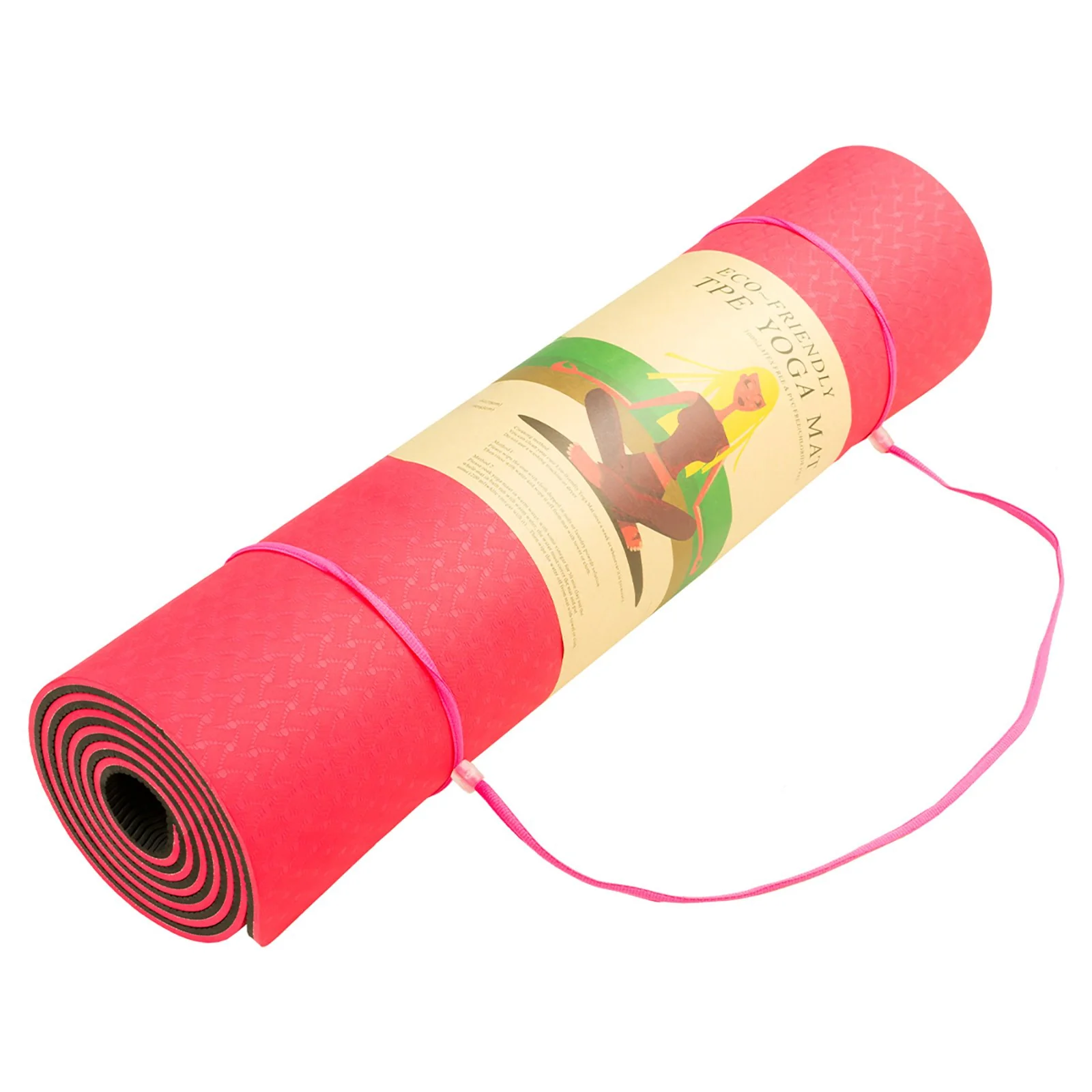 Powertrain TPE Yoga Exercise Mat Home Gym Pilates Fitness 8mm Thick in Red - Image 4