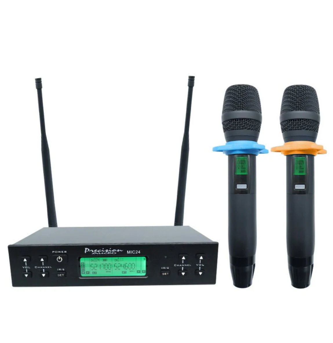 Precision Audio Twin Channel Professional Wireless Microphone System Dual XLR Out