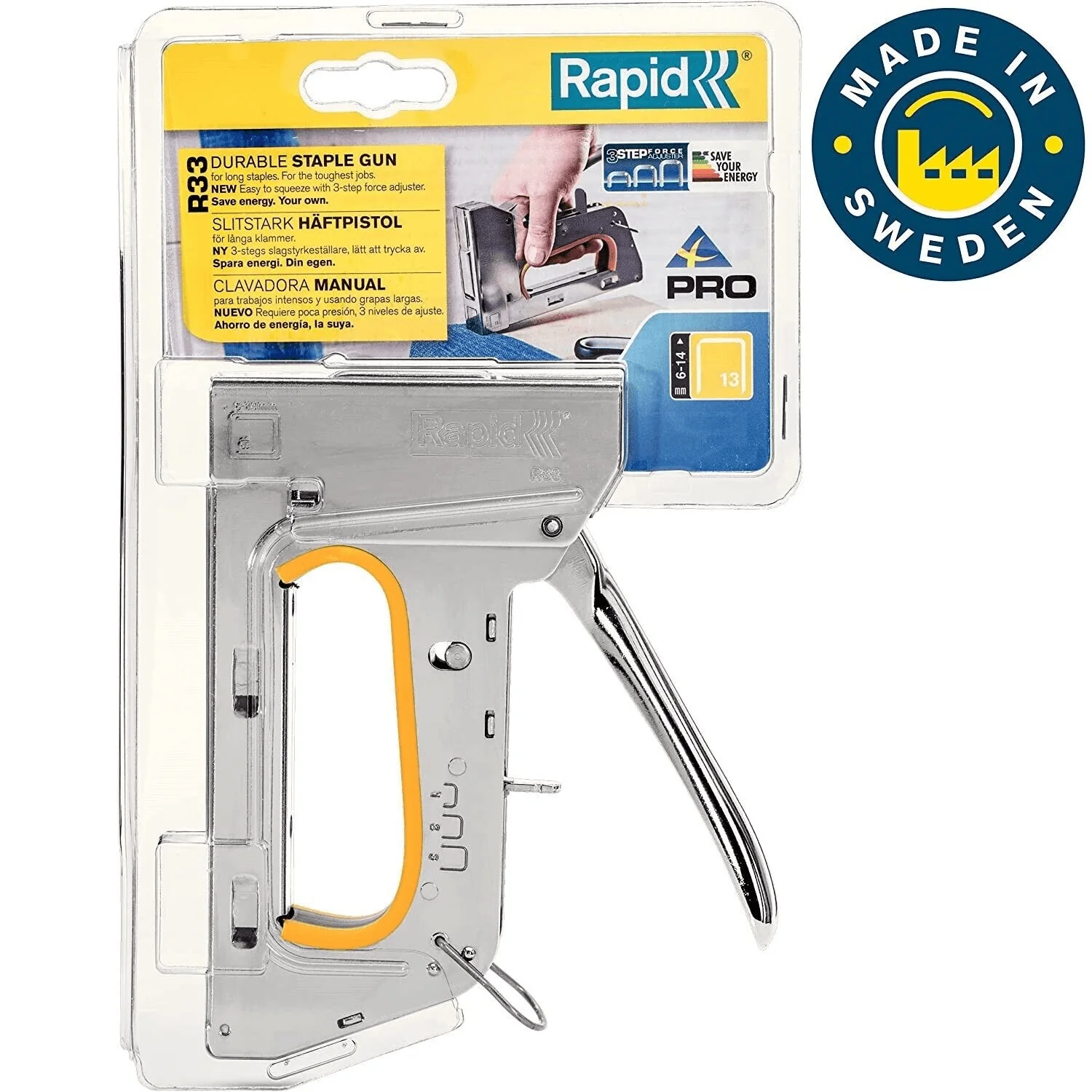 Rapid R33e Professional Staple Gun Tacker for Finewire Staples 13/6-14 Steel Easy to Squeeze - Image 2