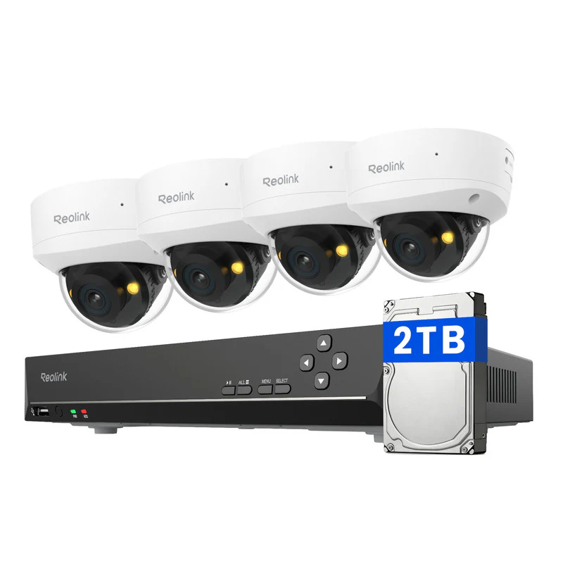 Reolink 8-CH 12MP IK10 CCTV Dome Security System with Spotlights