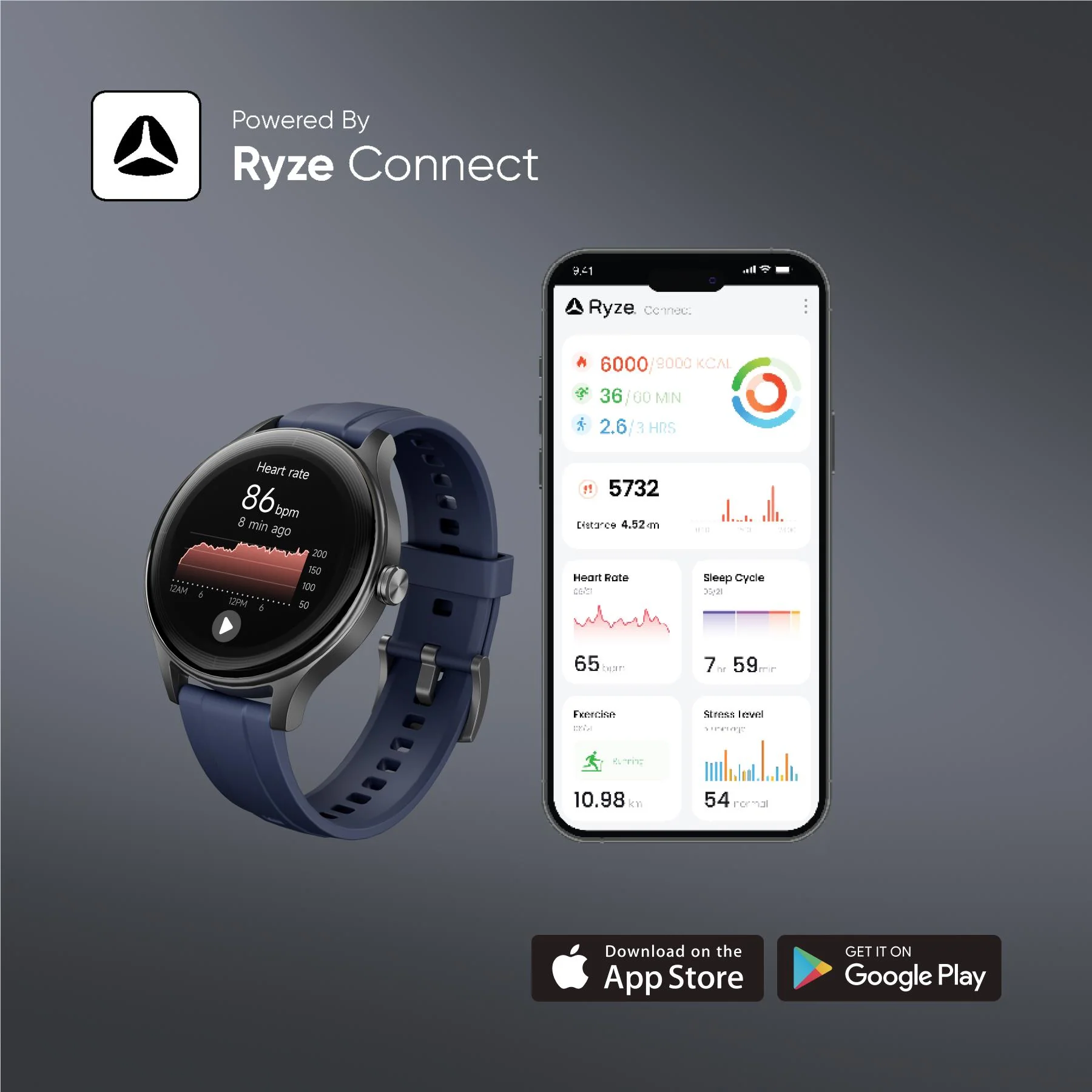 Ryze Flex Gen 2 Smart Watch (Black & Blue) - Image 13