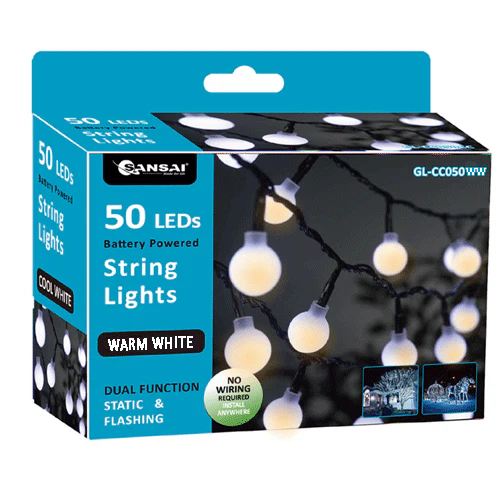 Sansai 50 LED Battery Powered String Lights (Warm White)