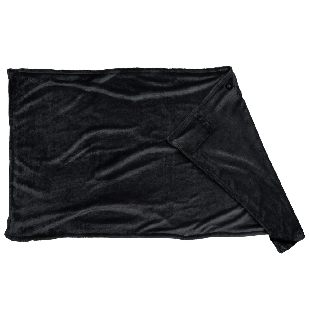 Sash & Bloom Winter Warm Heated Shawl Black - Portable 2-in-1 Super-Soft Heated Blanket That Zips Into A Shawl