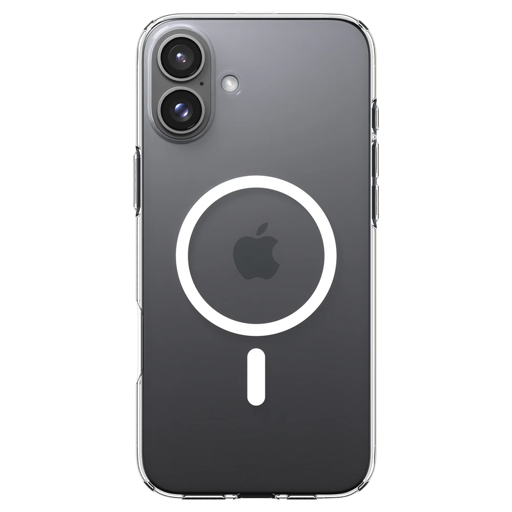 Spigen Apple iPhone 16 Liquid Crystal (MagFit) Case - Clear Case / White Ring - Image 3