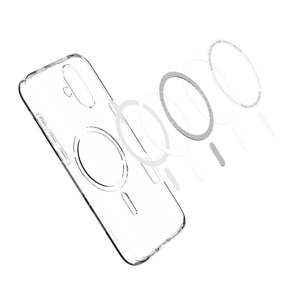 Spigen Apple iPhone 16 Liquid Crystal (MagFit) Case - Clear Case / White Ring - Image 6