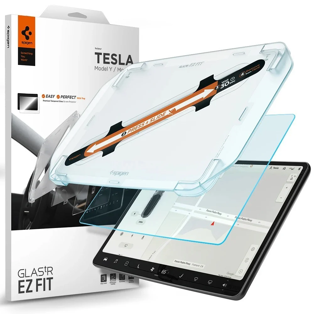 Spigen Tesla Model 3 Y (2017-2024) EZ Fit GLAS.tR Anti-Glare Glass Screen Protector 15" (Anti Glare Clear)