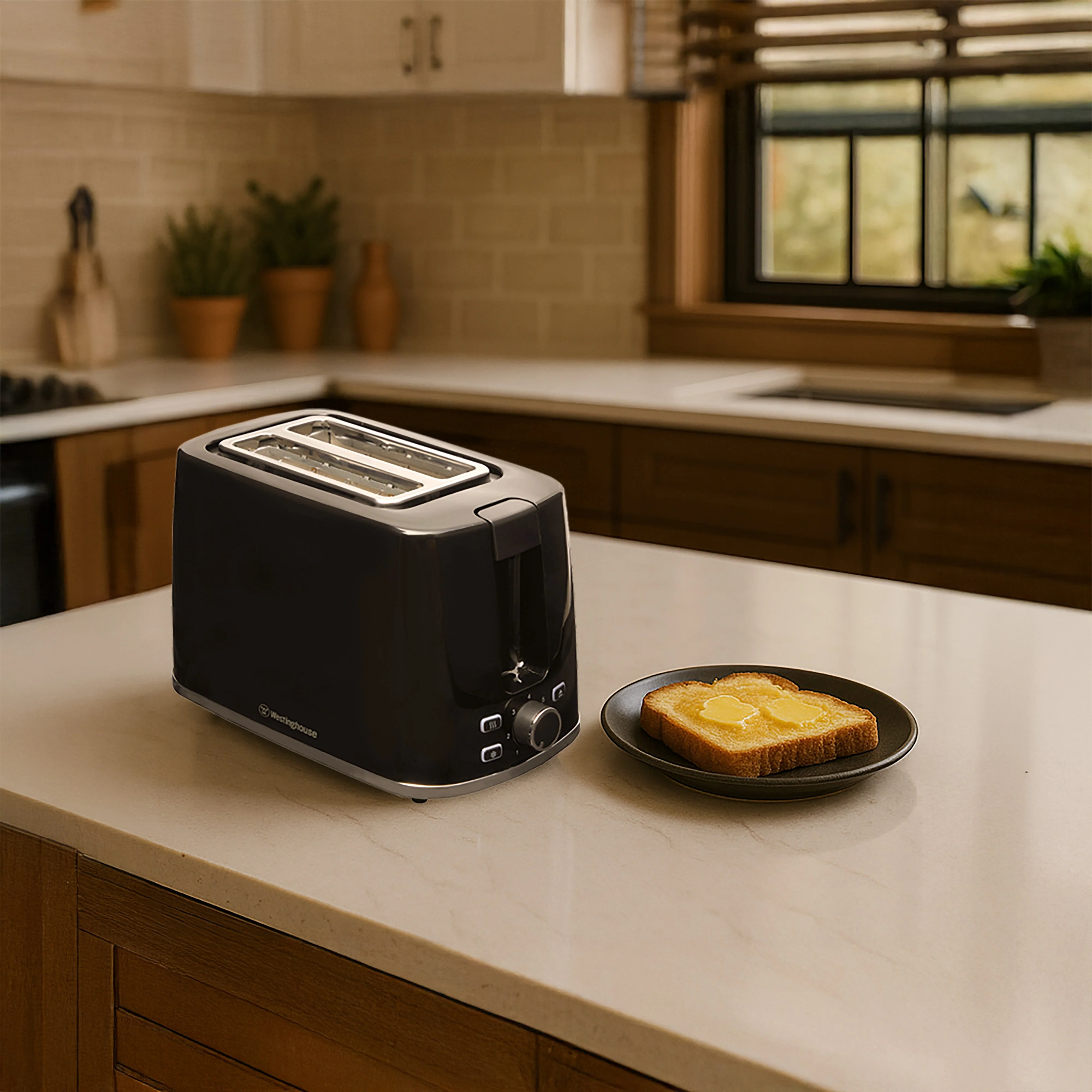 Westinghouse WHTS2S12K 2-Slice Toaster with Chrome Trim (Black) - Image 2